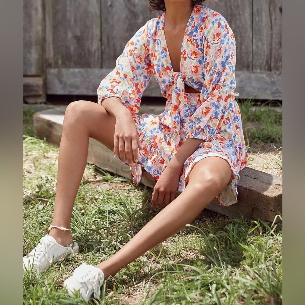 L*Space Floral Cover-Up Mini Dress- Size Small - Picture 3 of 8